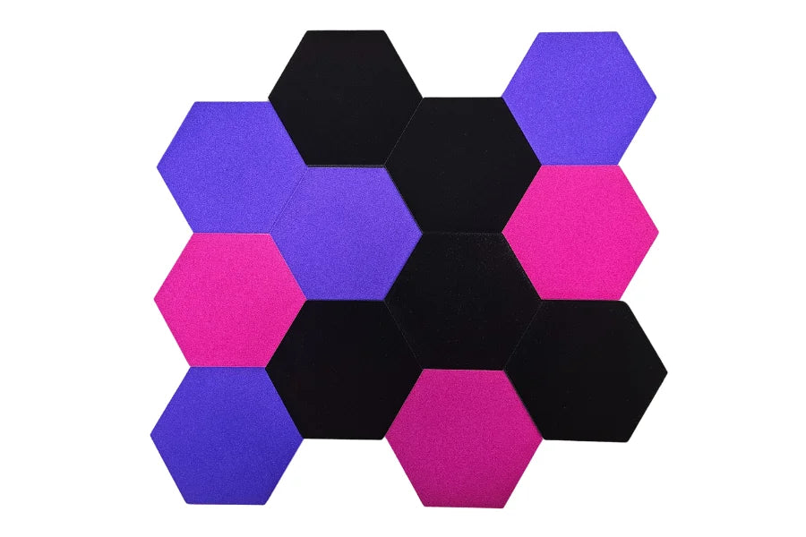 Schallabsorber Fluffo Soft Hexa Flat - Set 12-teilig - Farbe: Dark Ruby