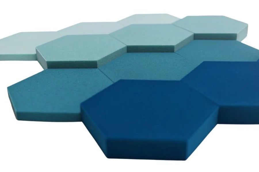 Schallabsorber Fluffo Soft Hexa Flat - Set 12-teilig - Farbe: Teal