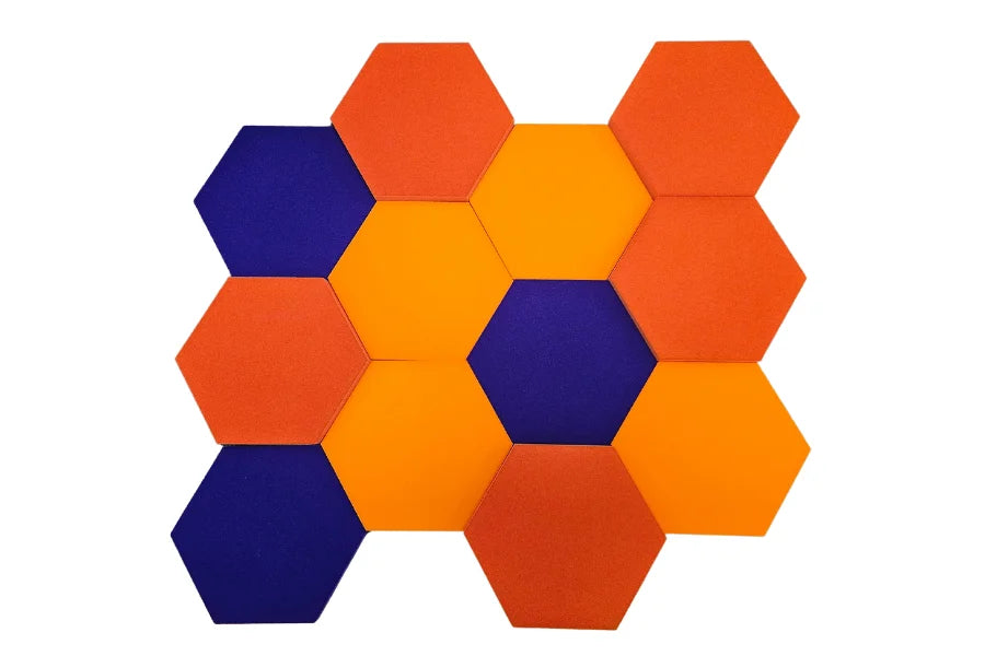 Schallabsorber Fluffo Soft Hexa Flat - Set 12-teilig - Farbe: Orange