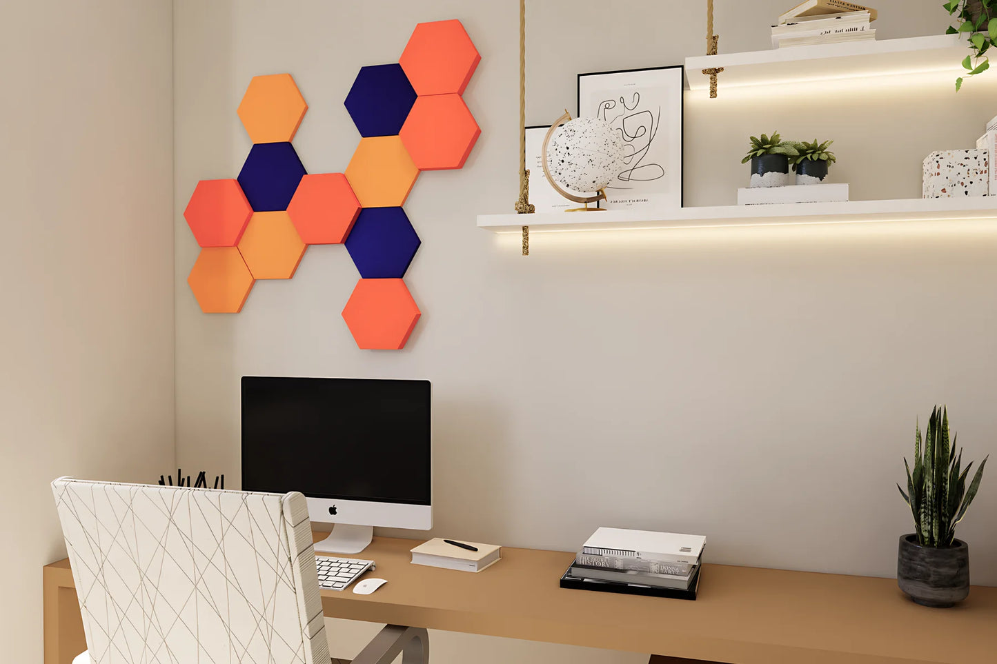 Schallabsorber Fluffo Soft Hexa Flat - Set 12-teilig - Farbe: Orange